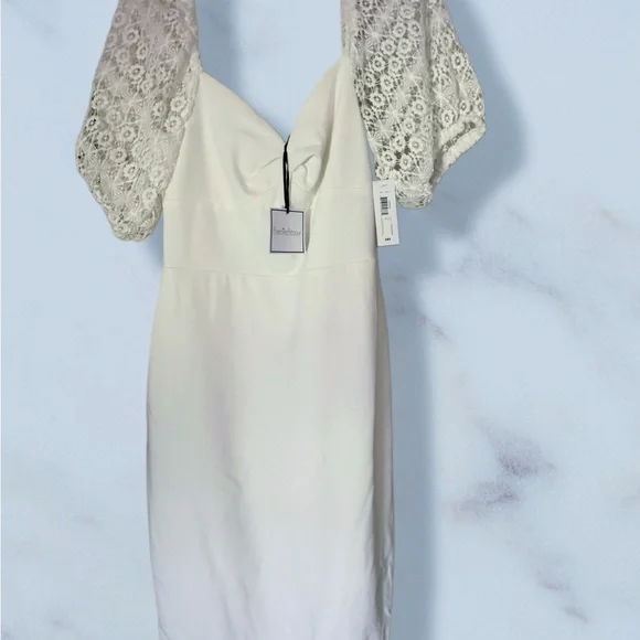 Premier Amour | Dresses | Premier Amour Elegant White Lace Sleeve Dress |  Poshmark